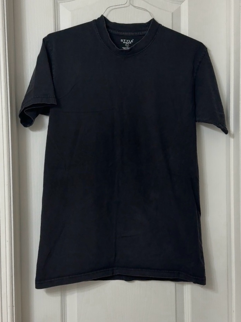 Style Wear black short sleeve round neck t-shirt 100% cotton Heavy Weight size L